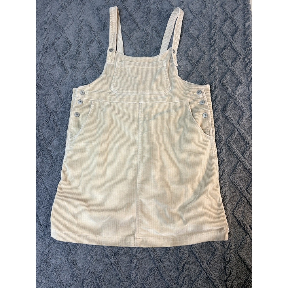 American Eagle Corduroy Overall Mini Dress Size Large Beige